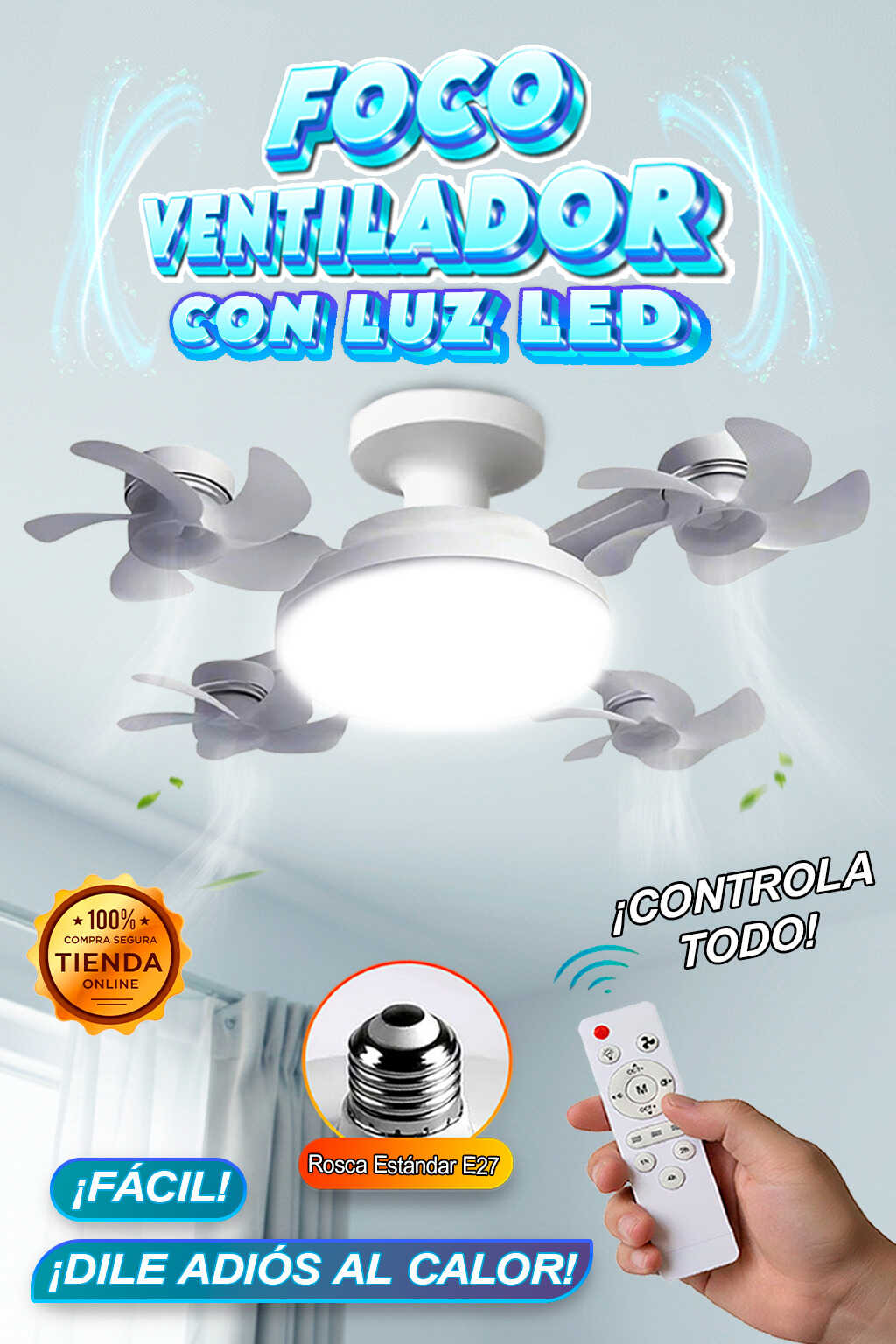 Foco Ventilador Con Luz Led